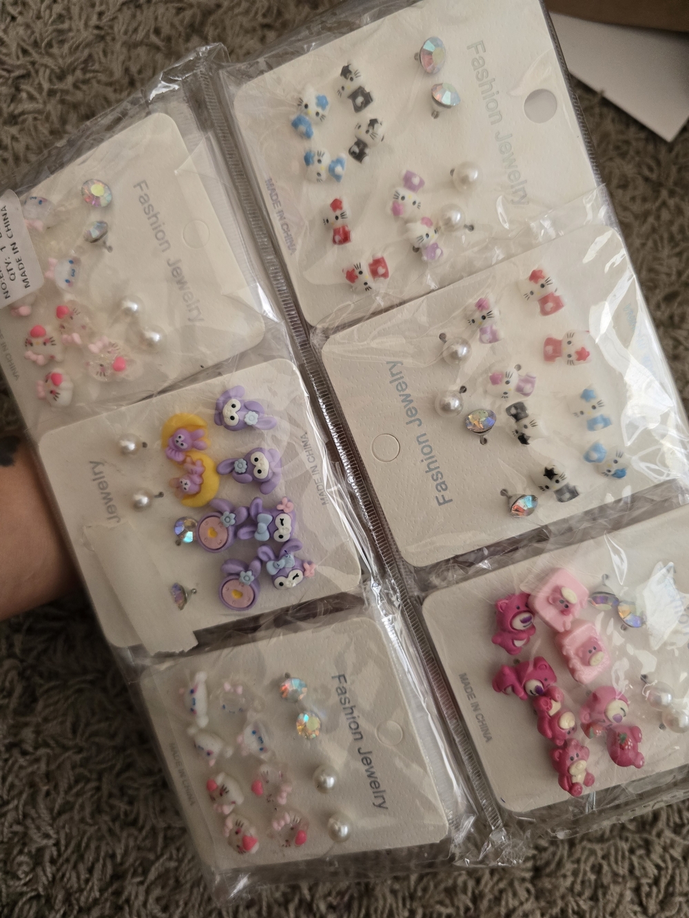 Kids Cute Animal Stud Earring Set - Pink, Purple, Blue, White